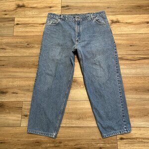 Men's Carhartt Tapered Denim Jeans SZ 42x30 Blue Cotton B17 DST